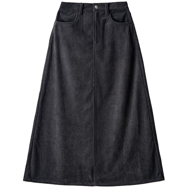 無印良品 MUJI 无印良品 BE09CC3A 灯芯绒 A字半身裙 深灰色
