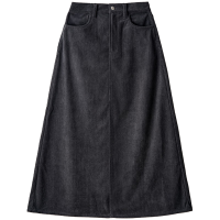 無印良品 MUJI 女式 灯芯绒 A字裙 长半身裙女冬季款裙子 美拉德BE09CC3A 深灰色 S (155