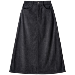 無印良品 MUJI 女式 灯芯绒 A字裙 长半身裙女冬季款裙子 美拉德BE09CC3A 深灰色 S (155/62A)
