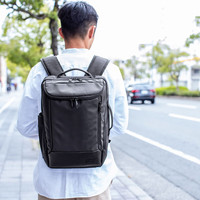 山业 商务笔记本电脑包 防泼水双肩背包 书包 大容量通勤出差旅行包 15.6英寸 黑色