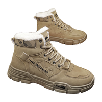 回力(Warrior)马丁靴男靴潮流工装靴男休闲高帮靴 0816 卡其加绒 42