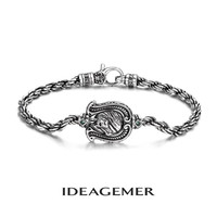 IDEAGEMER【马蹄铁系列】麻花S925银手链男士高级感痞帅马年本命年送礼 马蹄麻花手链-20CM
