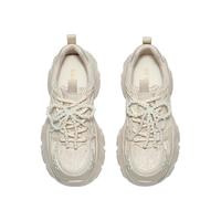 森达 网面鞋女2025秋新运动风厚底休闲老爹鞋ZTH48CM5 杏色