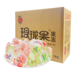蜡笔小新 玲珑果果冻1kg魔芋荔枝味椰果粒休闲儿童零食囤货批发