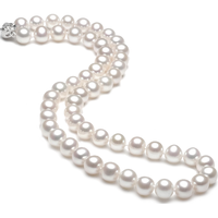 千足珍珠 婉如圆强光微瑕s925银项链淡水无核淡水女百搭 白色珍珠 43cm 9-10mm 梅花扣 精品款