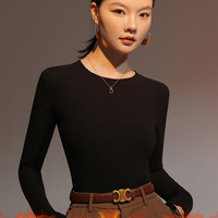 Byford 百富双面磨毛打底衫女士内搭2025新款秋冬季长袖保暖上衣