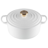 酷彩(Le Creuset)珐琅铸铁圆形锅焖蒸炖煮煲多功能法国 24cm 白金白
