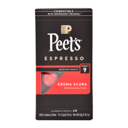 皮爷咖啡 Peets皮爷法国原装进口胶囊咖啡nespresso醇黑奶香9号5.3g*10颗