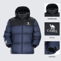 【热巴同款】骆驼 CAMEL户外羽绒服女短款2025冬季保暖面包服拼色外套男 2XL