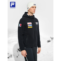 FILA 斐乐男士针织连帽外套2024冬季滑雪运动羊羔绒上衣
