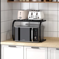 京旭 厨房微波炉置物架 双层黑色 C型固定款