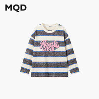 马骑顿(MQD)男童25春学院风条纹中大童运动休闲圆领套头卫衣 灰条 110