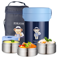 泰福高日本三丽欧系列316不锈钢保温小大容量儿童三层真空便当盒 5616-凯蒂猫 3层 2000ml