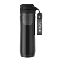 特美刻 磁弹泡茶杯大容量运动水壶Tritan耐高温塑料杯子 黑色 700ml