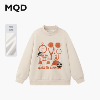 马骑顿【加绒】MQD男童25冬学院风卡通涂鸦半高领卫衣女童 浅卡其 140