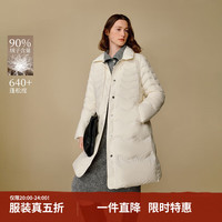 茵曼（INMAN）2025冬季女装（INMAN）翻领波浪纹羽绒服修身保 米白色 M