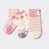 巴拉巴拉 不勒腿三双装儿童袜子宝宝保暖冬季厚男童女童毛圈袜弹力儿童短袜