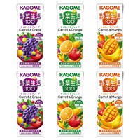 KAGOME 野菜生活复合果蔬汁 1200ml 200mlx6盒 葡萄味+橙子味+芒果味