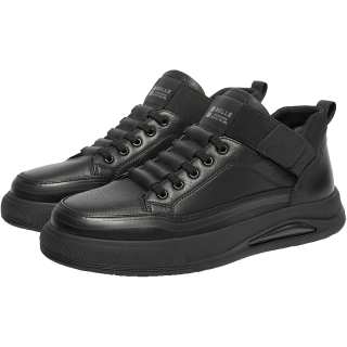 超V会员：百丽 男鞋高帮保暖工装休闲鞋冬季款棉鞋厚底黑色加绒板鞋