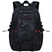 EDISON 初中生书包大容量双肩包多隔层防泼水高中背包 K052-9迷彩黑