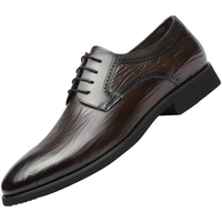 VOLO 犀牛内增高皮鞋男士商务厚底皮鞋英伦德比正装鞋手工牛皮婚鞋 卡其（小牛皮） 42