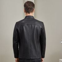 雪豹 真皮皮衣男头层鹿皮商务休闲轻奢老钱体制内翻领行政夹克外套 黑色 2XL / 52(180/100A)