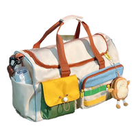 星昔 大容量短途旅行包出差斜跨手提包女收纳袋轻便外出行李袋待产 旅行包撞色