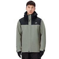 伯希和（Pelliot）【原石】户外三合一冲锋衣男款防风防水透气保暖登山服旅行外套 【男款】漫暮黑+烟绿色 M