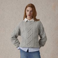 【毛衣福袋】Eland衣恋针织衫女套头毛衣开衫2024冬季 浅灰色(16)L/Grey-A款EEKWE4TM08 160/S