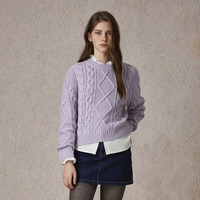 【毛衣福袋】Eland衣恋针织衫女套头毛衣开衫2024冬季 浅紫色(88)Lavender-B款EEKWE4CT91 160/S