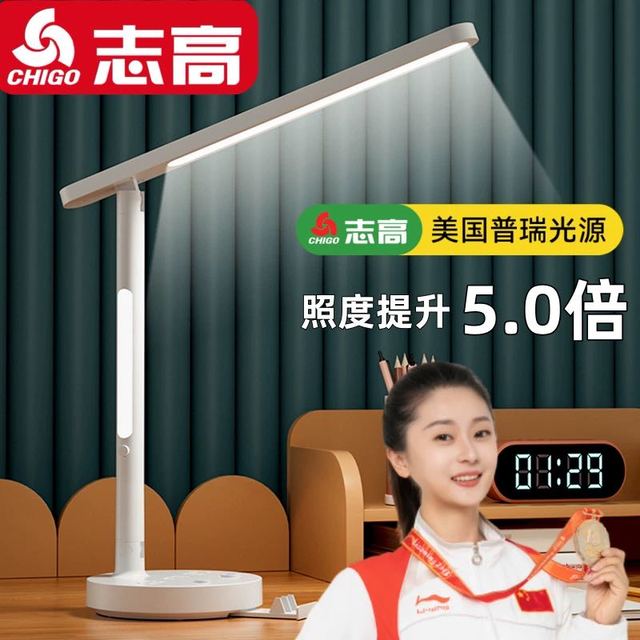 志高 德国台灯学习专用护眼学生宿舍防近视床头灯国AA级带USB插座