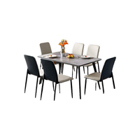 QuanU 全友 670120B+126318 意式岩板餐桌+餐椅*4 白色 1.4m