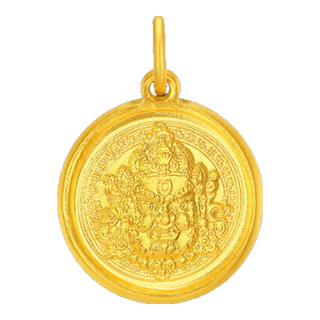 潮宏基 臻金弘黄财神挂坠颈饰足金古法黄金吊坠计价 约7.5g