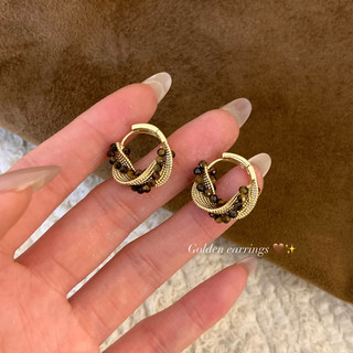 半日逅屿赵露思同款虎眼石金色多层耳扣女轻奢高级感耳饰独特漂亮耳环 虎眼石金色耳扣一对露思同款
