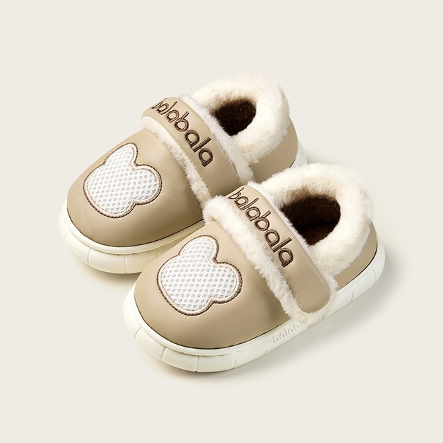 移动端：巴拉巴拉 儿童棉拖鞋男童冬季宝宝室内居家防滑毛毛鞋保暖包跟棉鞋