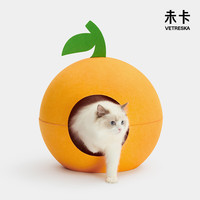 未卡 大橘大利毛毡窝冬天保暖半封闭式可拆卸猫窝地垫宠物猫咪用品