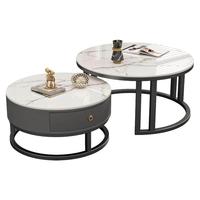 岩板茶几客厅家用北欧组合简约现代小户型小茶几圆形轻奢茶几桌