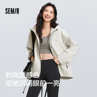 森马 香草白10708 中长款撞色三防夹克 女士夹克