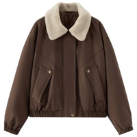 森马（Semir）外套女冬季夹棉仿羊羔毛翻领oversize磨毛2025巴恩风109725108014