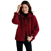 尚静外套女25年冬新女装新年红氛围牛角扣装饰加厚保暖仿貂绒短外套女