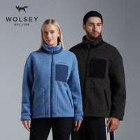 WOLSEY仿羊羔绒抓绒衣加绒加厚保暖户外运动休闲登山外套秋冬男女 松香绿色 L 175