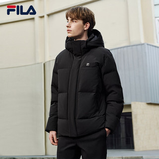 斐乐 斐乐男装鹅绒羽绒服2025冬季时尚休闲舒适保暖连帽外套 正黑色-BK 2XL 185/104A/XXL