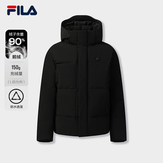 斐乐 斐乐男装鹅绒羽绒服2025冬季时尚休闲舒适保暖连帽外套 正黑色-BK 2XL 185/104A/XXL