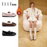 ELLEkids童鞋 玛丽珍毛毛鞋女童秋冬小女孩加绒单鞋儿童鞋子