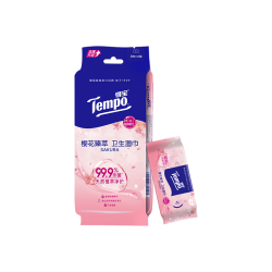 得宝 湿巾迷你卫生无酒精樱花湿纸巾便携8片*6包/提 湿巾