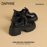 达芙妮 黑色小皮鞋