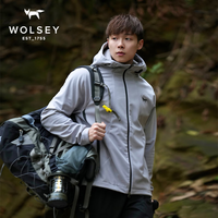 WOLSEY户外软壳衣加绒保暖防风防水夹克外套加厚秋冬款男士登山服 海军蓝色 XL180