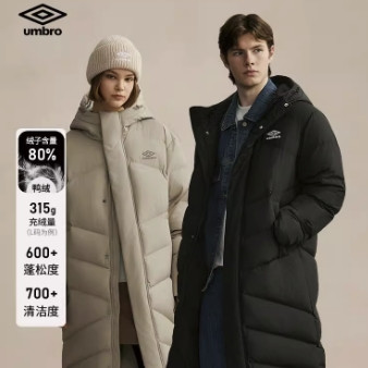 88VIP：茵宝 359g高充绒 男女中长款羽绒服 U2124451030