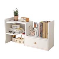 三栖虎书架桌面置物架简易多层书桌上用办公室伸缩收纳架宿舍整理架 【带柜门转角在右】可伸缩30-60CM黄杉木