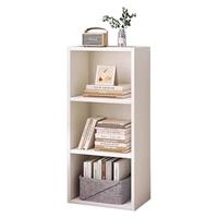 三栖虎书架落地置物架墙边角窄小柜子收纳柜储物柜自由组合格子家用书柜 【顶部护栏加深款】暖白3层30*30*96cm 开放储物  一目了然